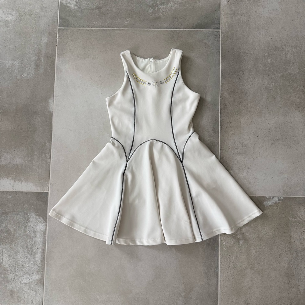 Girls White Dress with Black Accents